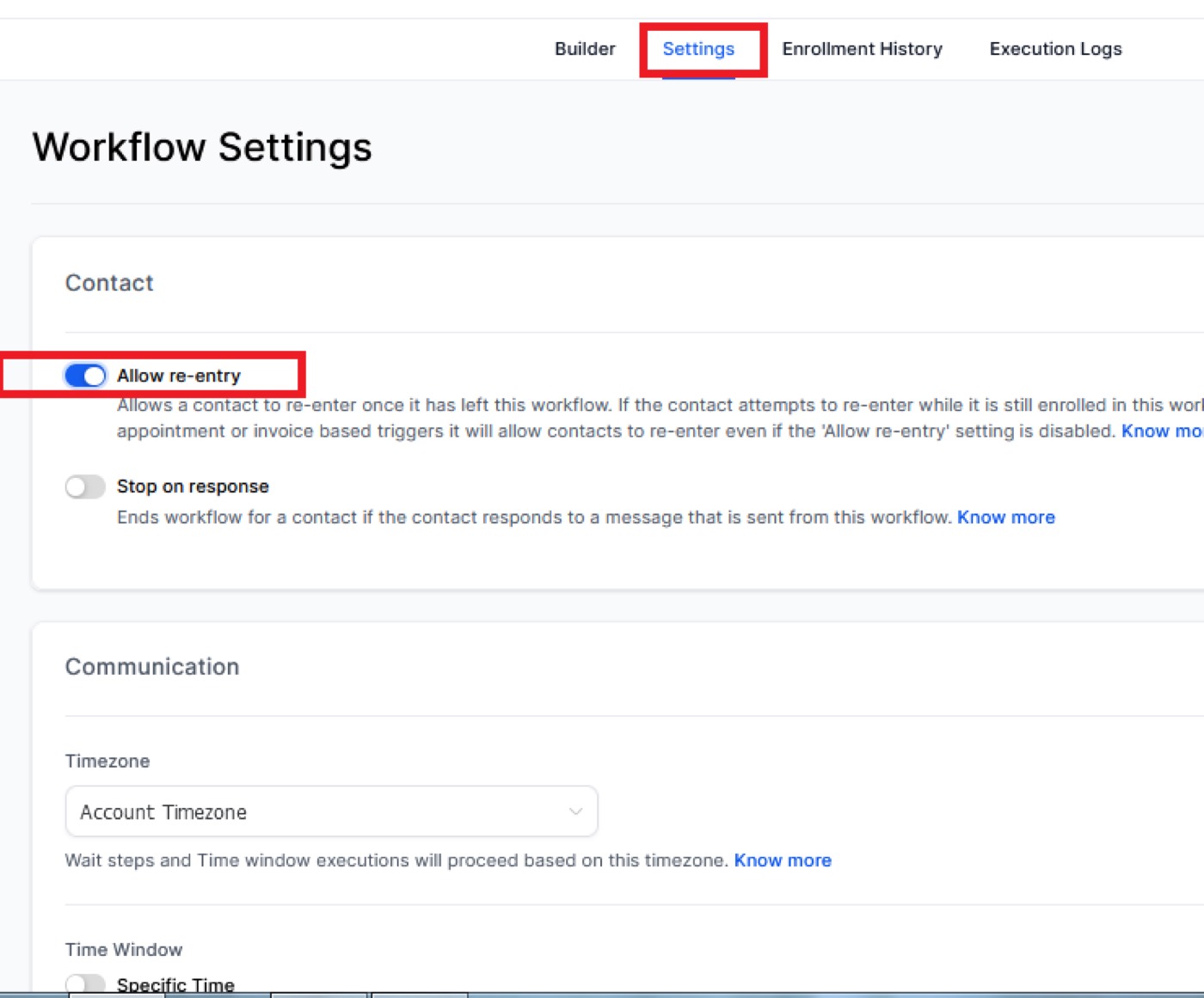 workflow settings
